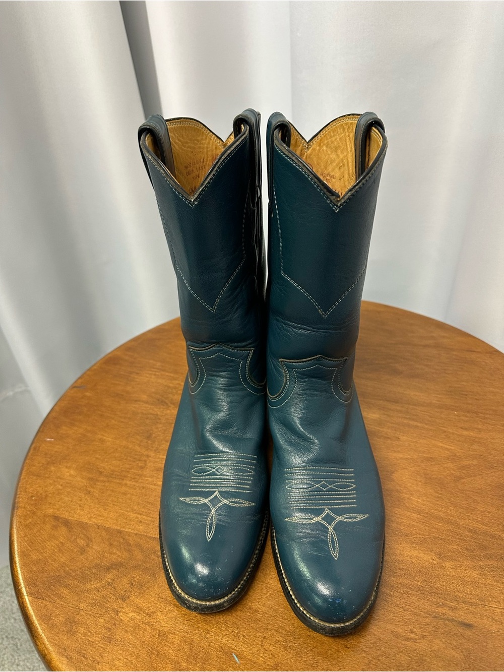 Womens Justin navy Leather Western Cowboy Boots size 6.5 style 3050